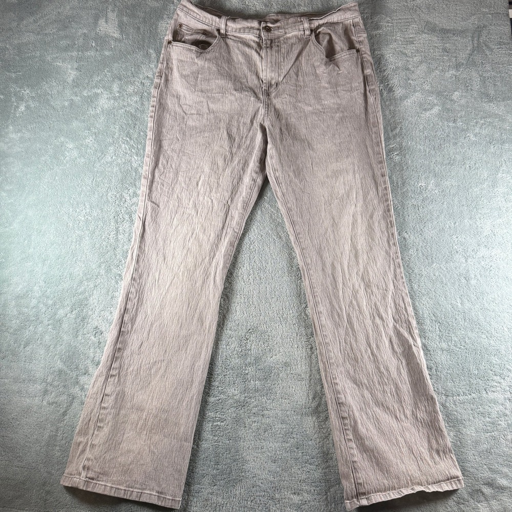 DG2 by Diane Gilman Taupe Ramie‎ Blend Bootcut Jeans Womens Size 12 Stretch Grey